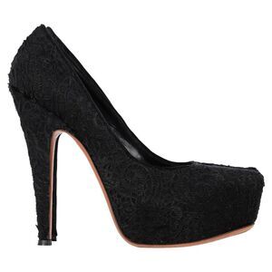 Alaïa Azzedine Lace Platform Pumps in Black Cotton